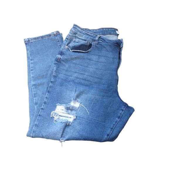 Women's Wax Jean Collection Distressed Denim Dark Wash Size 20 - Picture 4 of 16